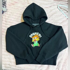 H&M Black Rugrats Chuckie Finster "DOOMED!" Cropped Hoodie Sweatshirt